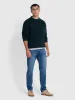 Mossmun Check Crew Neck Jumper In Botanic Green sold by Farah