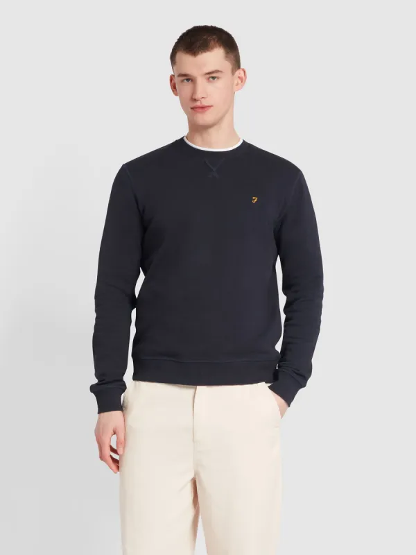 Tim Organic Cotton Crew Neck Sweatshirt In True Navy sold by Farah