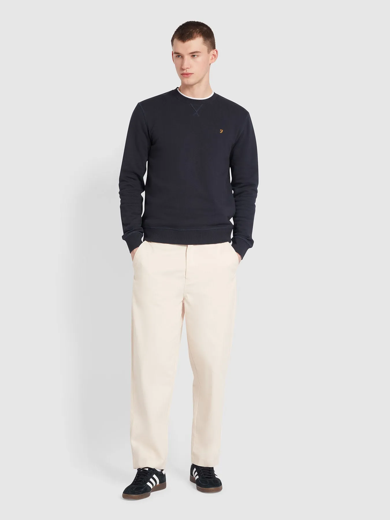 Tim Organic Cotton Crew Neck Sweatshirt In True Navy sold by Farah product image thumbnail 2