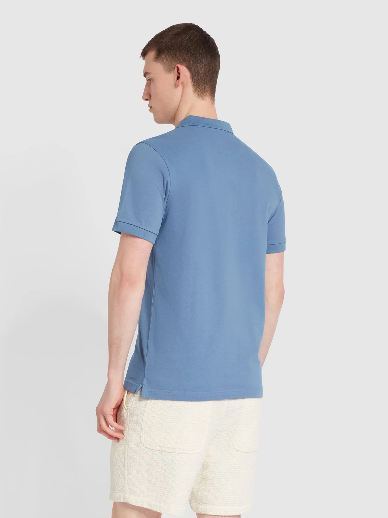 Blanes Organic Cotton Short Sleeve Polo Shirt In Sheaf Blue sold by Farah product image thumbnail 4