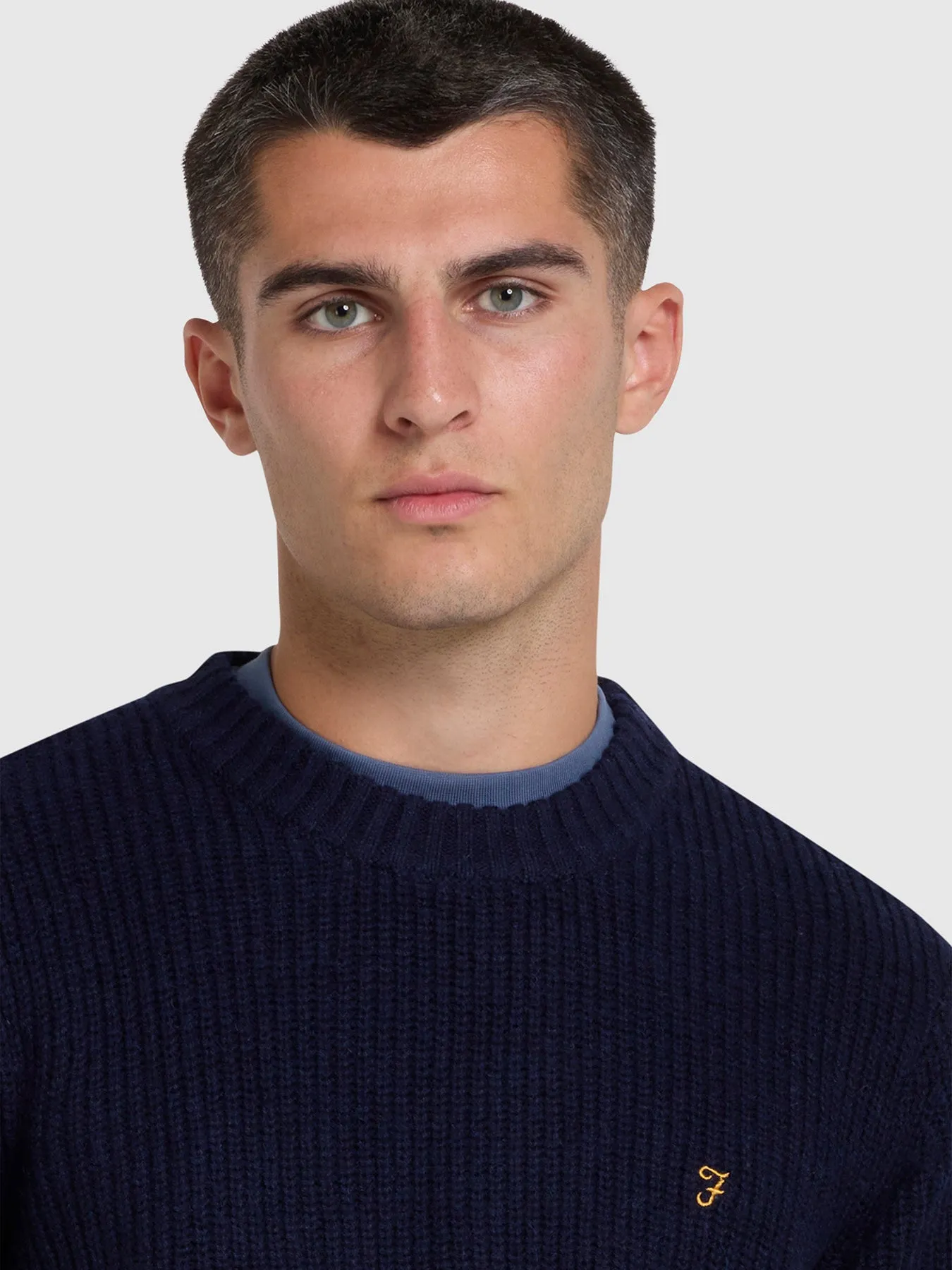 Hayes Tipped Crew Neck Jumper In True Navy sold by Farah product image thumbnail 4