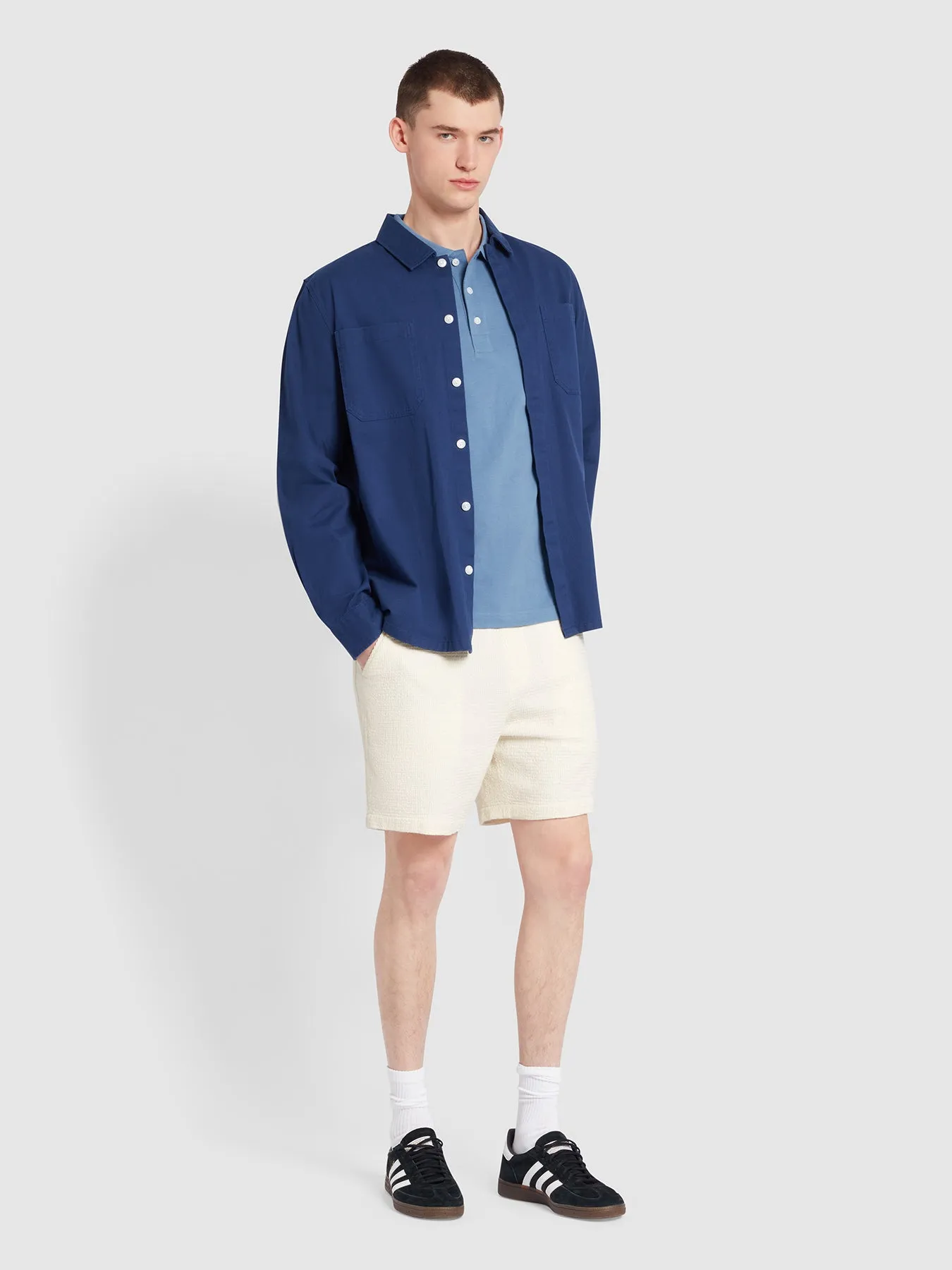 Blanes Organic Cotton Short Sleeve Polo Shirt In Sheaf Blue sold by Farah product image thumbnail 2