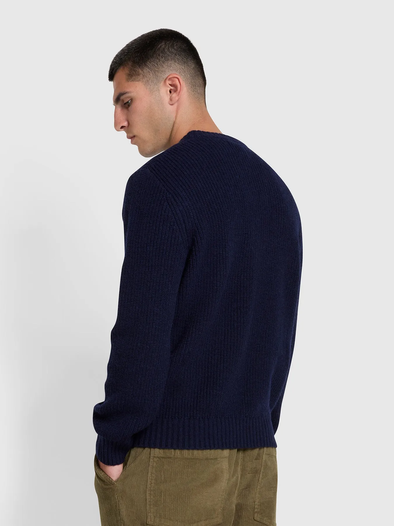 Hayes Tipped Crew Neck Jumper In True Navy sold by Farah product image thumbnail 3