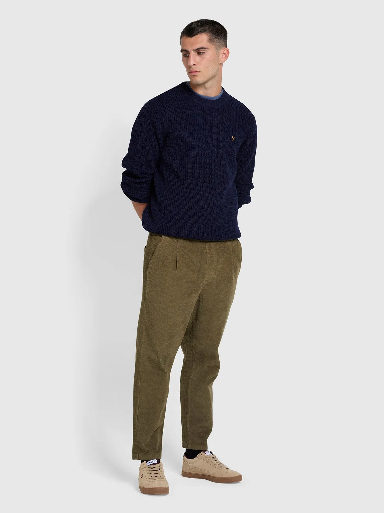 Hayes Tipped Crew Neck Jumper In True Navy sold by Farah product image thumbnail 2