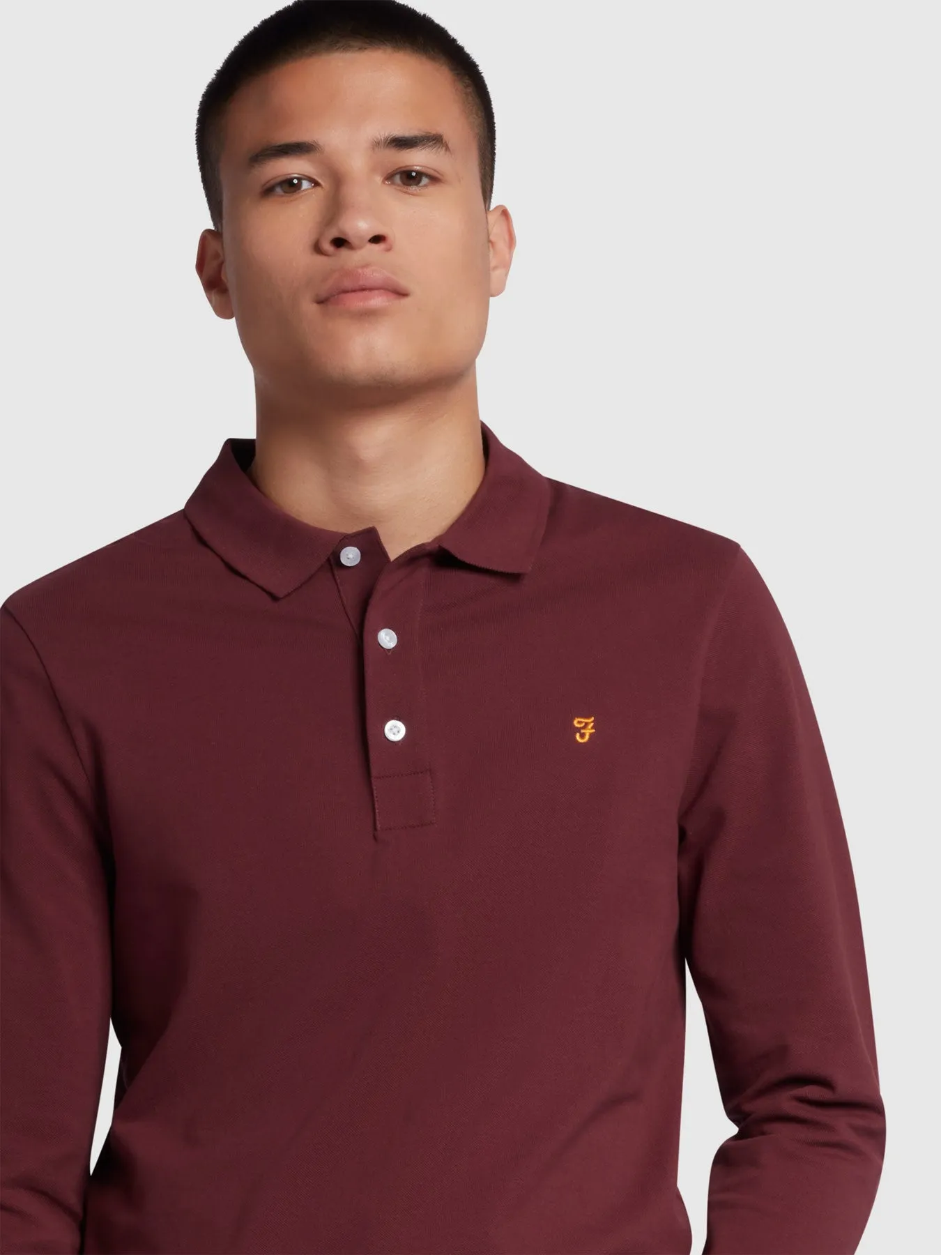 Blanes Organic Cotton Long Sleeve Polo Shirt In Farah Red sold by Farah product image thumbnail 4
