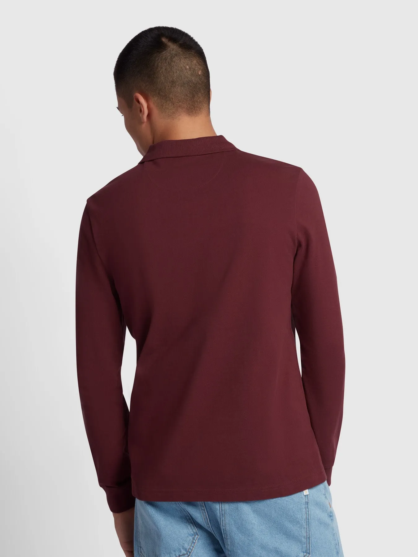 Blanes Organic Cotton Long Sleeve Polo Shirt In Farah Red sold by Farah product image thumbnail 3