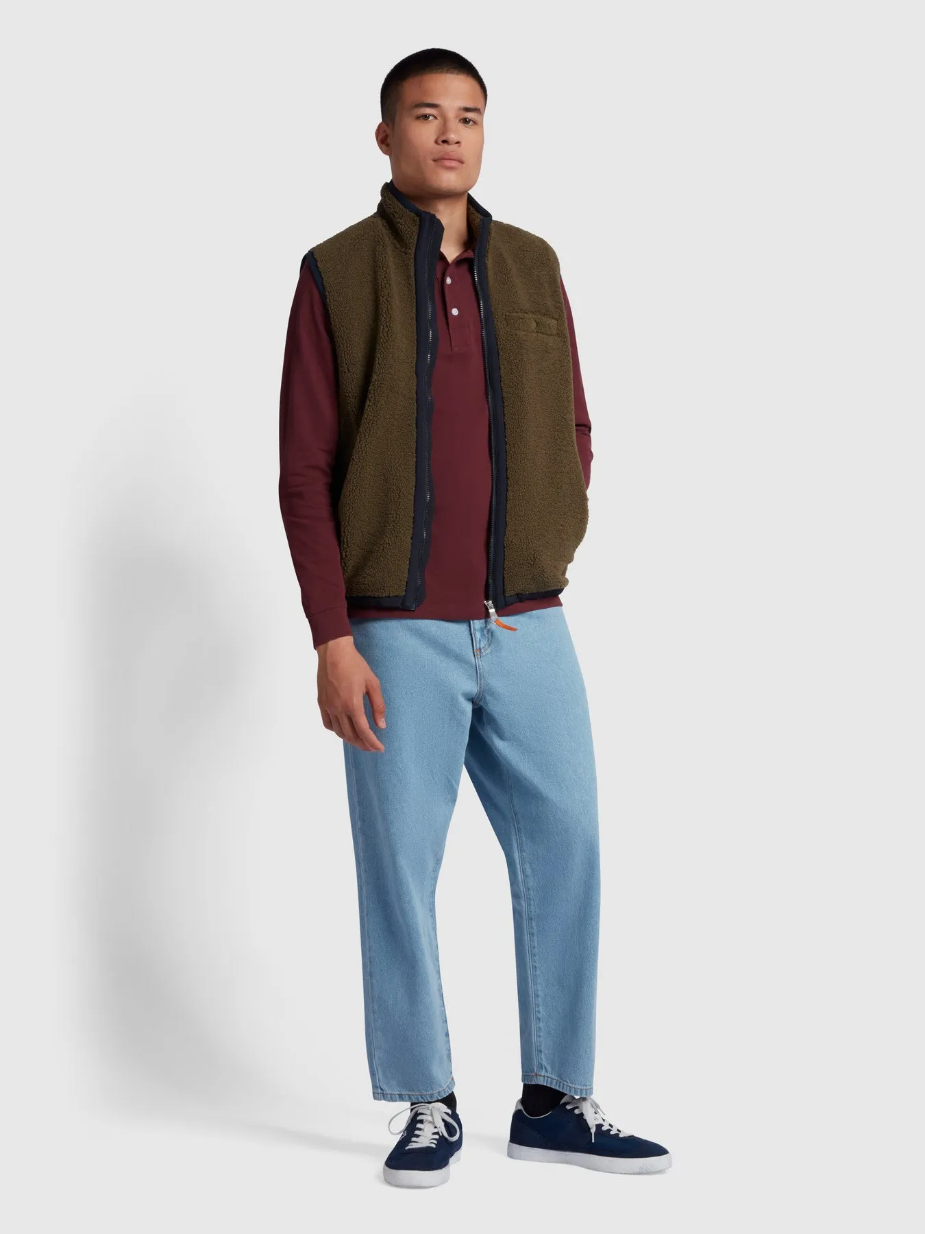 Blanes Organic Cotton Long Sleeve Polo Shirt In Farah Red sold by Farah product image thumbnail 2