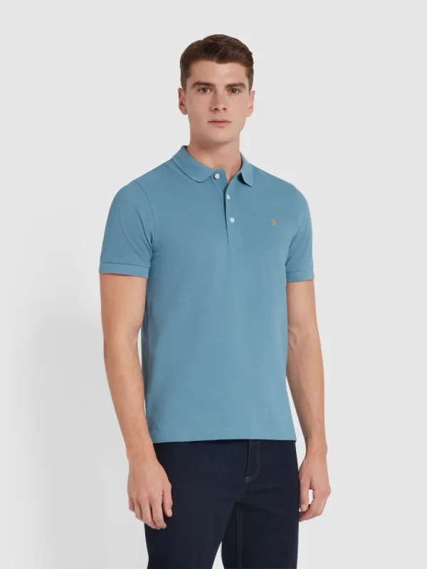 Blanes Organic Cotton Polo Shirt In Para Blue sold by Farah