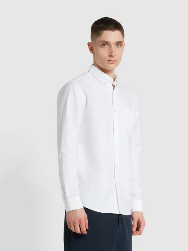 Brewer Casual Fit Organic Cotton Long Sleeve Shirt In White sold by Farah