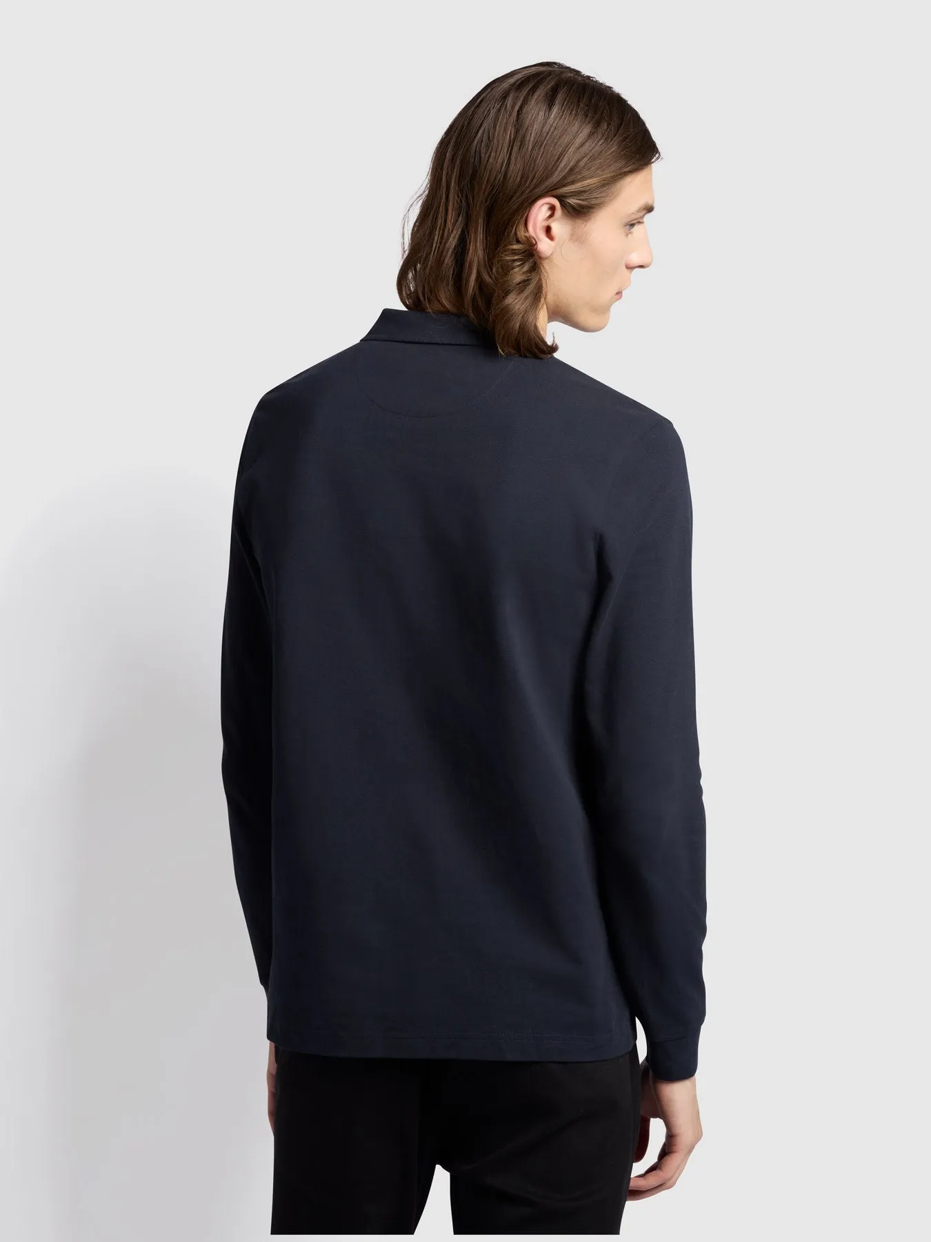 Blanes Long Sleeve Polo Shirt In True Navy sold by Farah product image thumbnail 3
