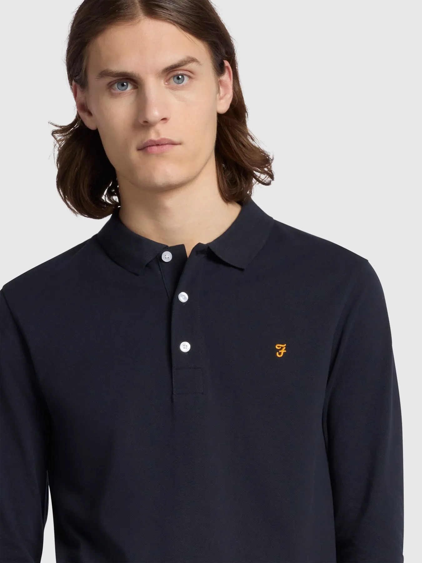Blanes Long Sleeve Polo Shirt In True Navy sold by Farah product image thumbnail 4