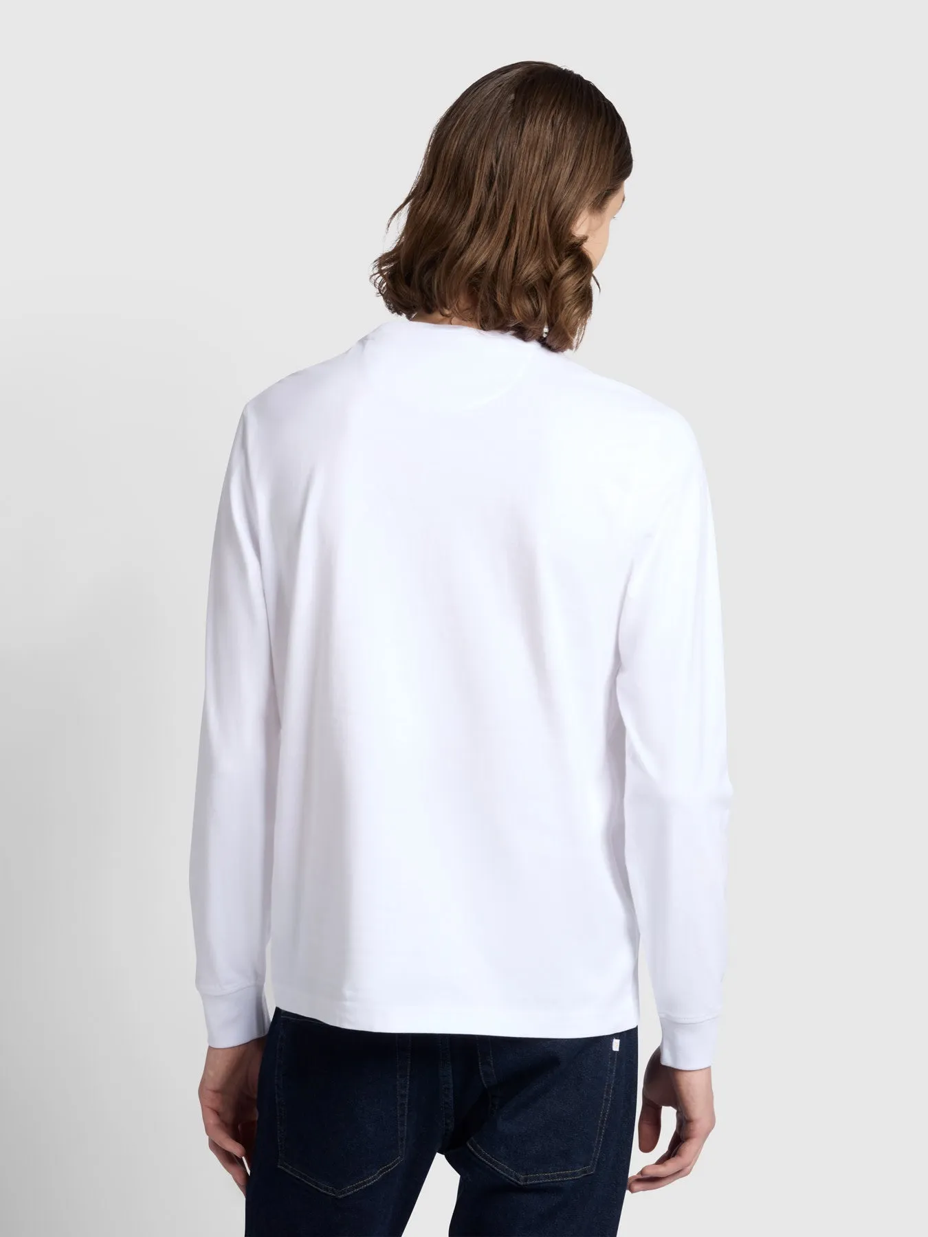 Burt Chest Pocket Long Sleeve T-Shirt In White sold by Farah product image thumbnail 3