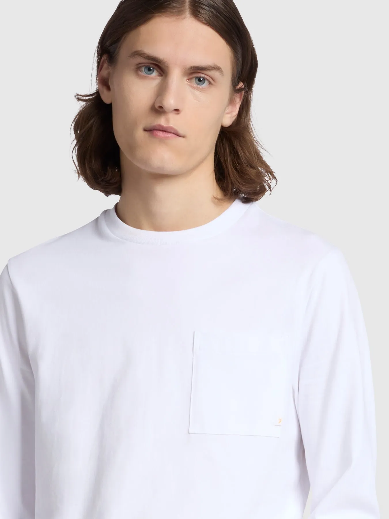 Burt Chest Pocket Long Sleeve T-Shirt In White sold by Farah product image thumbnail 4