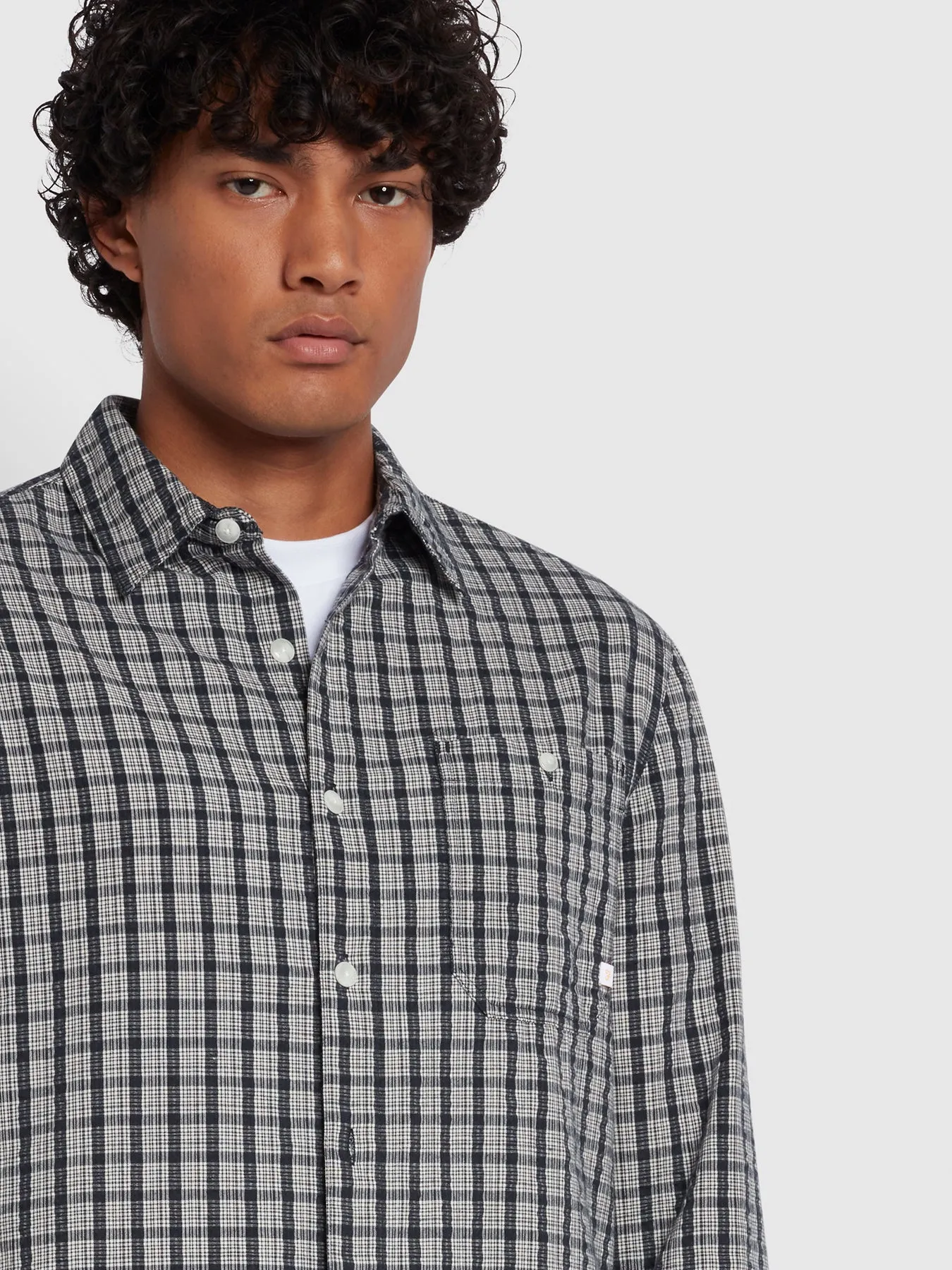 Larsen Casual Fit Long Sleeve Check Shirt In True Navy sold by Farah product image thumbnail 3