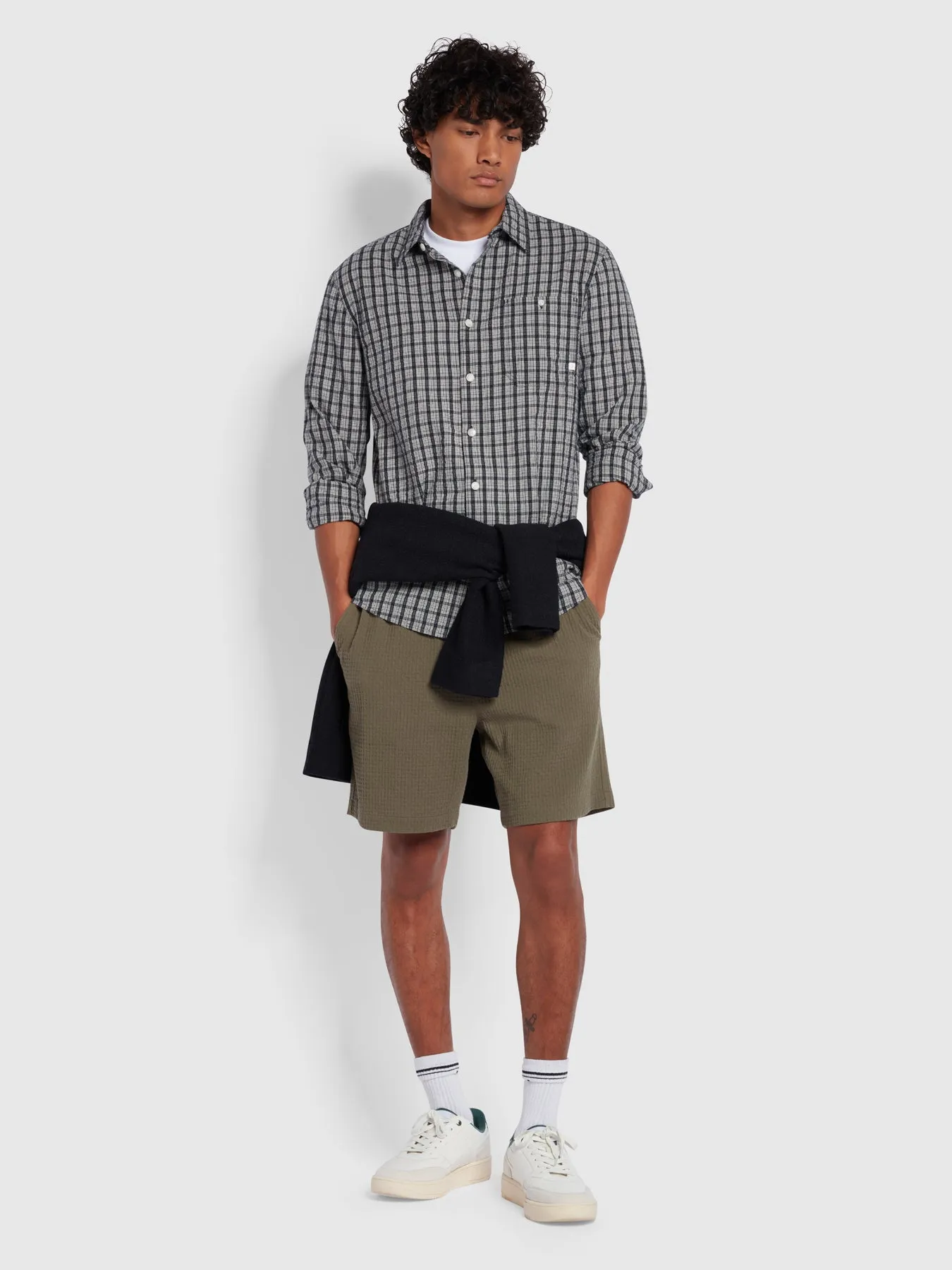 Larsen Casual Fit Long Sleeve Check Shirt In True Navy sold by Farah product image thumbnail 2