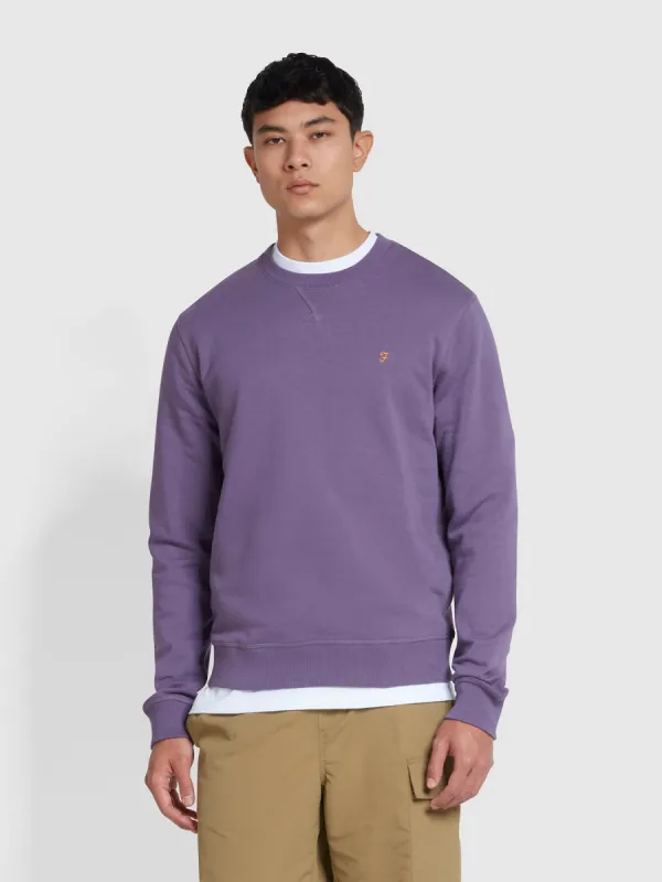Tim Organic Cotton Crew Neck Sweatshirt In Slate Purple sold by Farah