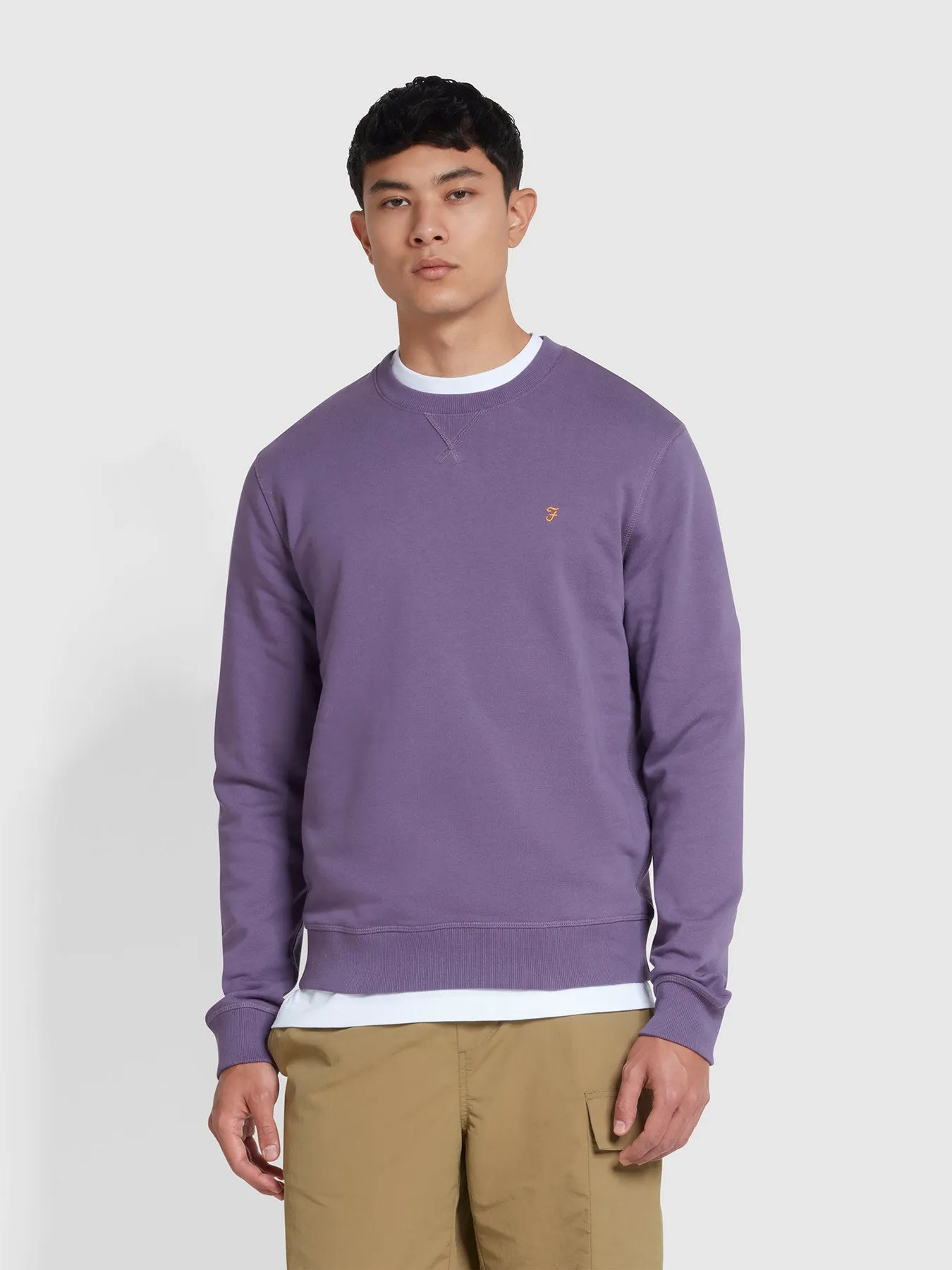 Tim Organic Cotton Crew Neck Sweatshirt In Slate Purple sold by Farah