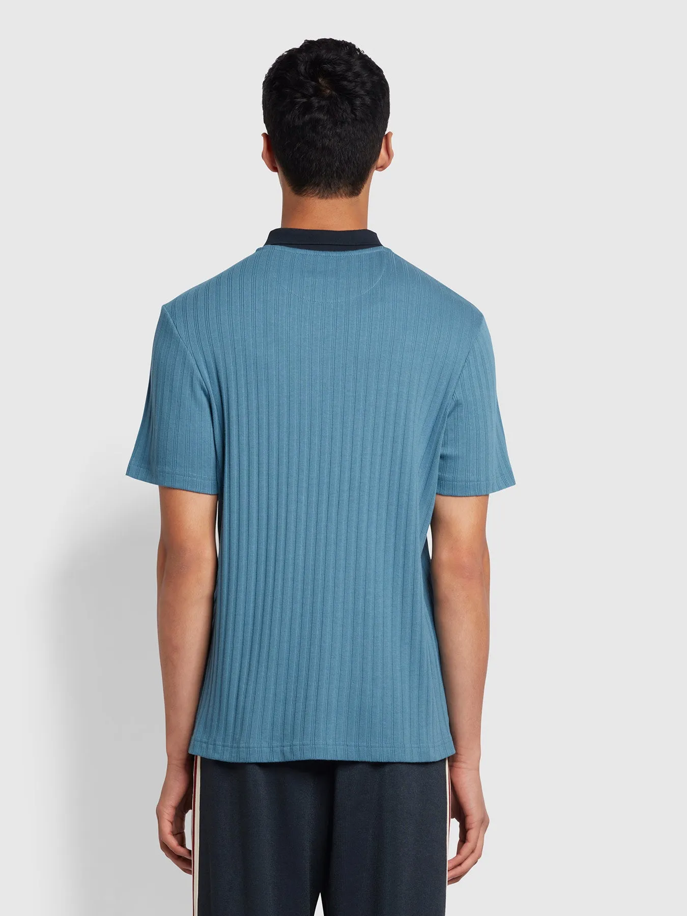 Gardiner Regular Fit Ribbed Polo Shirt In Saxe sold by Farah product image thumbnail 3