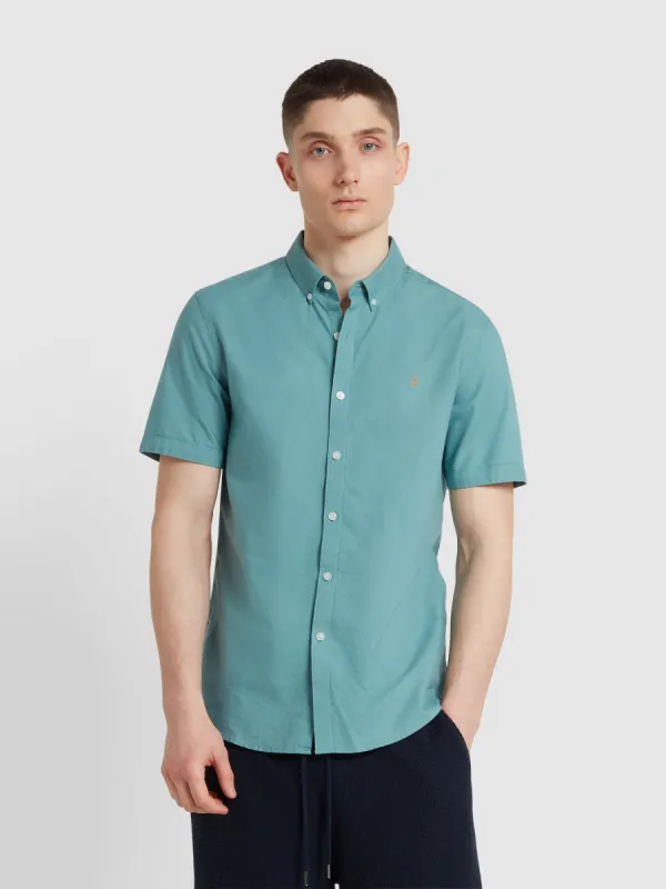 Brewer Short Sleeve Oxford Shirt In Brook Blue sold by Farah
