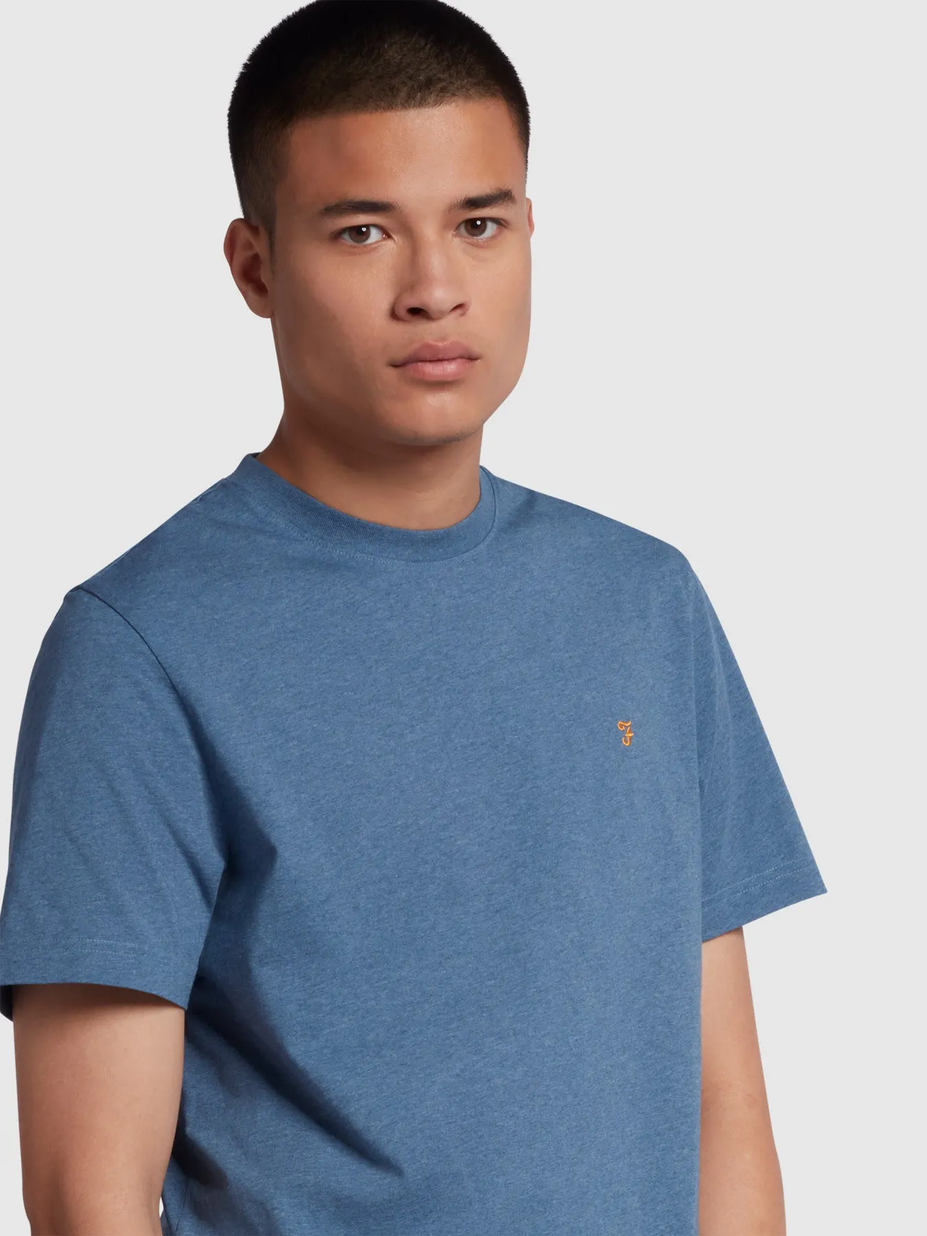 Danny Regular Fit Organic Cotton T-Shirt In Dark Denim Marl sold by Farah product image thumbnail 4