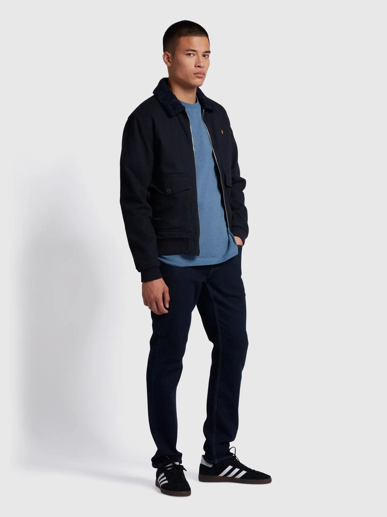 Danny Regular Fit Organic Cotton T-Shirt In Dark Denim Marl sold by Farah product image thumbnail 2