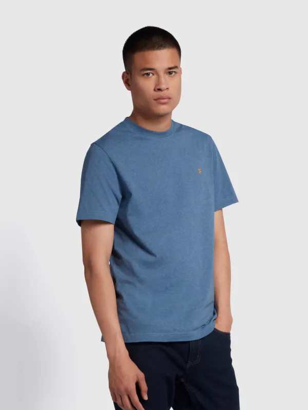 Danny Regular Fit Organic Cotton T-Shirt In Dark Denim Marl sold by Farah