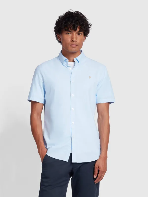 Brewer Short Sleeve Oxford Shirt In Sky Blue sold by Farah
