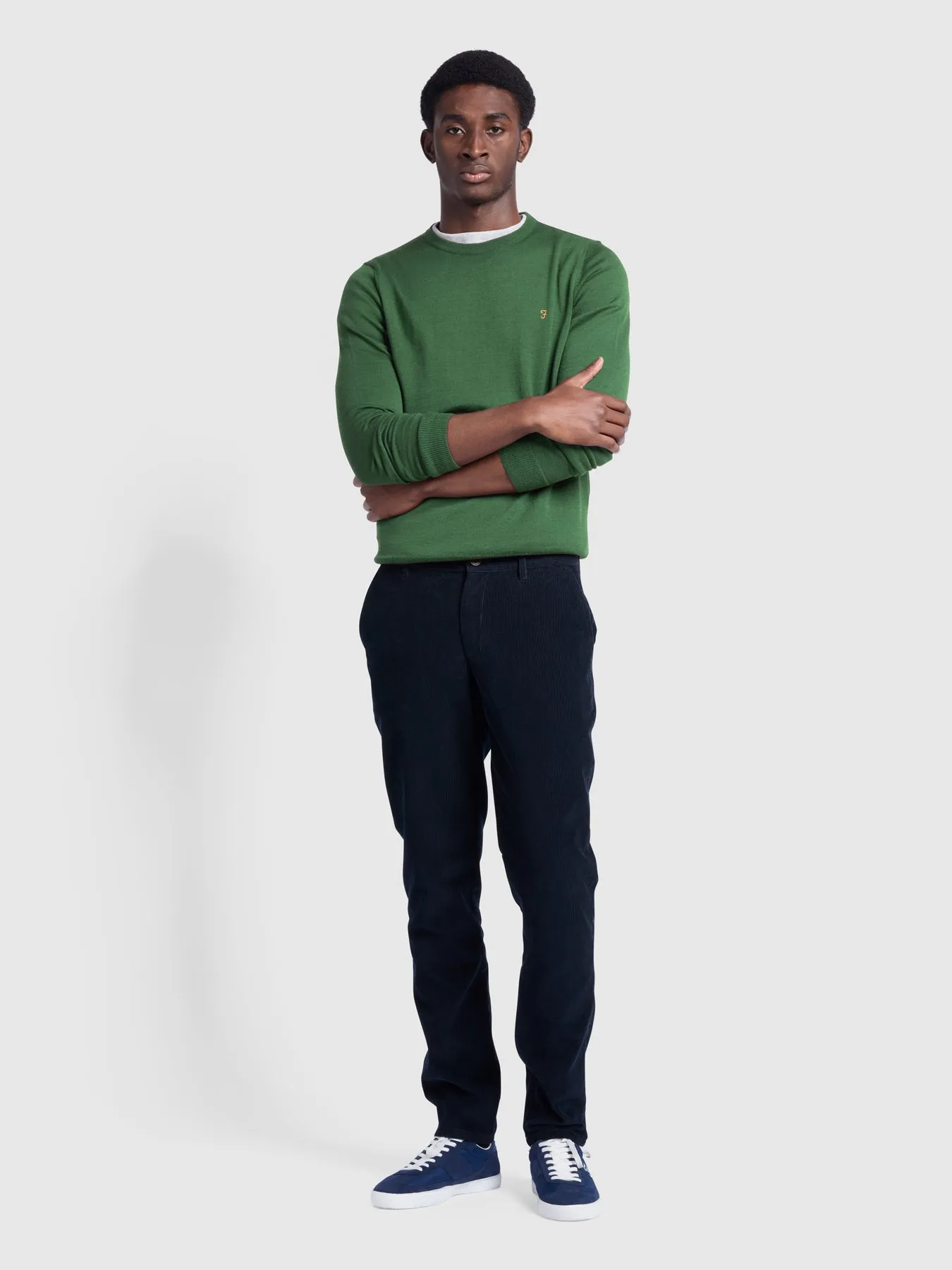 Mullen Merino Wool Crew Neck Jumper In Wreath Green sold by Farah product image thumbnail 2