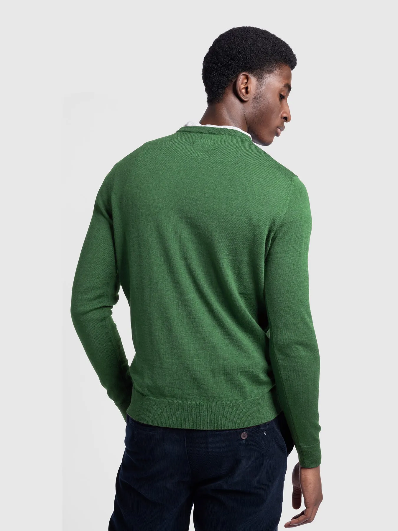 Mullen Merino Wool Crew Neck Jumper In Wreath Green sold by Farah product image thumbnail 3