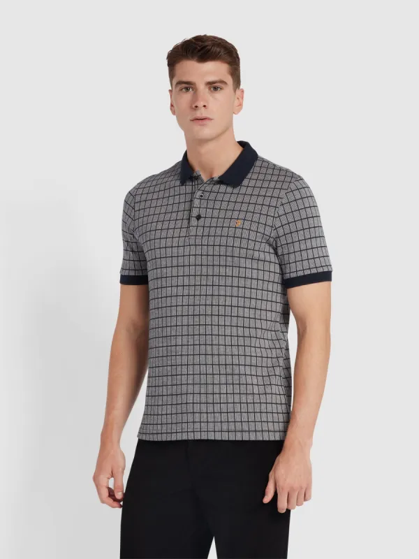 Rutland Check Polo Shirt In True Navy sold by Farah