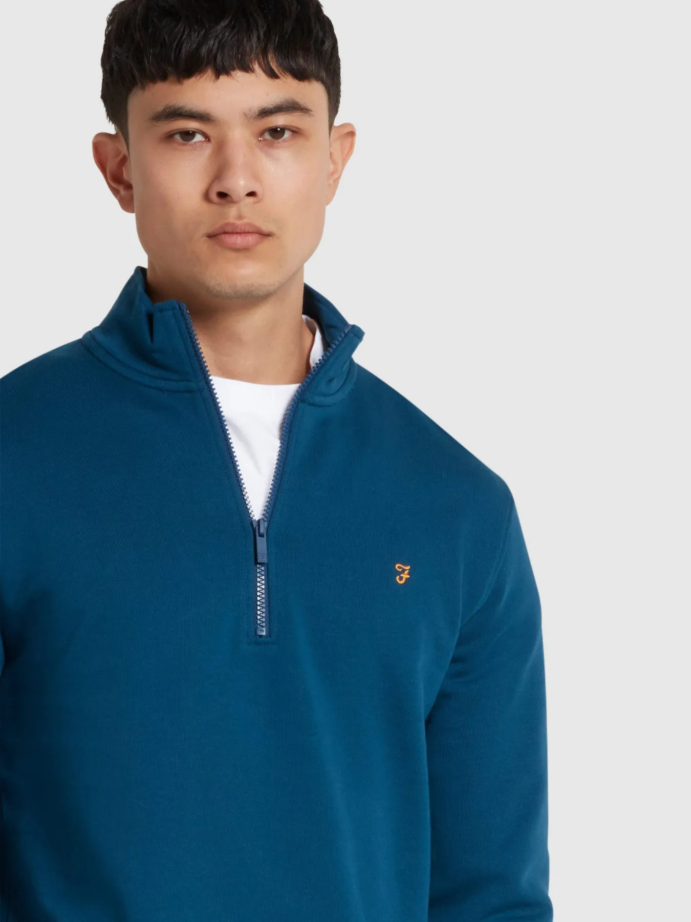 Kelly Quarter Zip Sweatshirt In Sailor Blue sold by Farah product image thumbnail 4