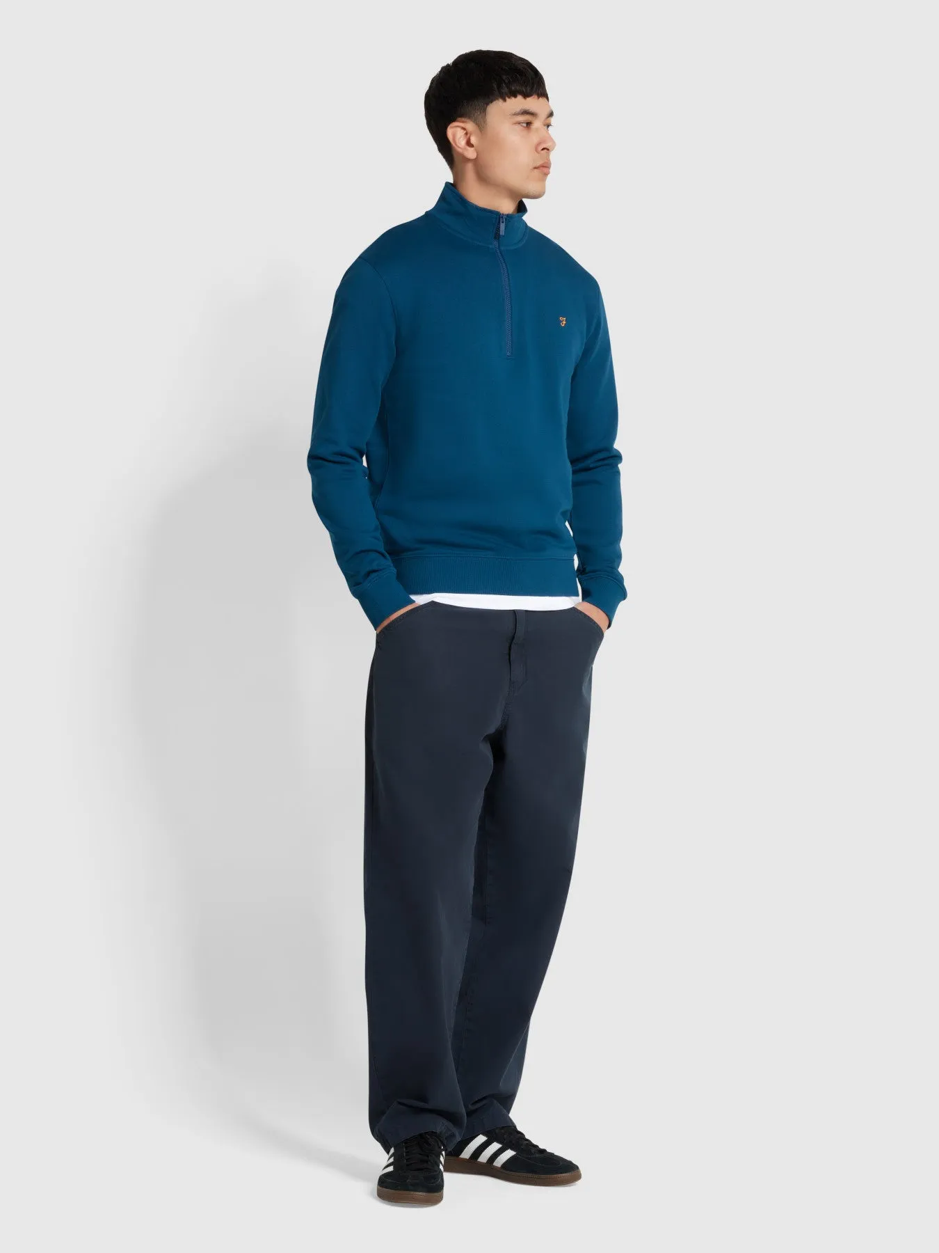 Kelly Quarter Zip Sweatshirt In Sailor Blue sold by Farah product image thumbnail 2