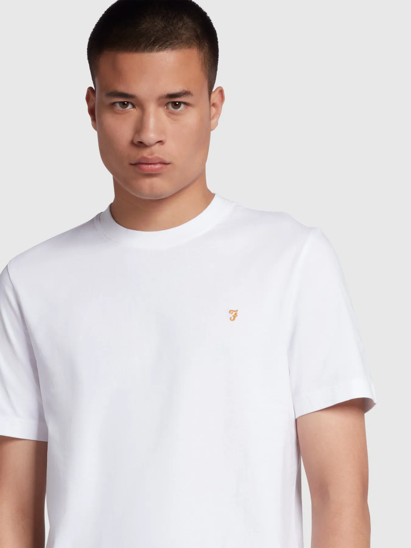Danny Regular Fit Organic Cotton T-Shirt In White sold by Farah product image thumbnail 4