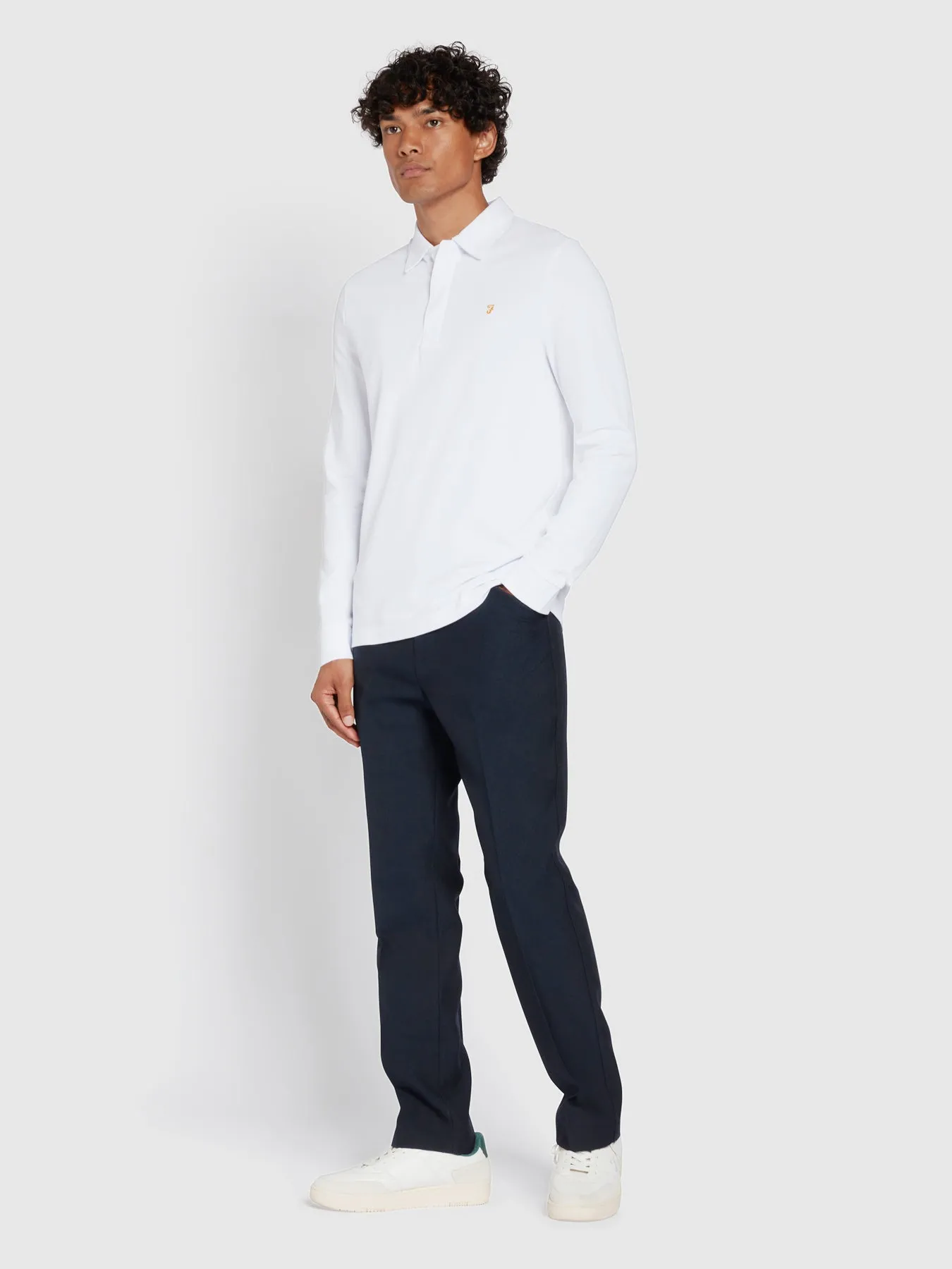 Hopsack Trouser In Navy sold by Farah