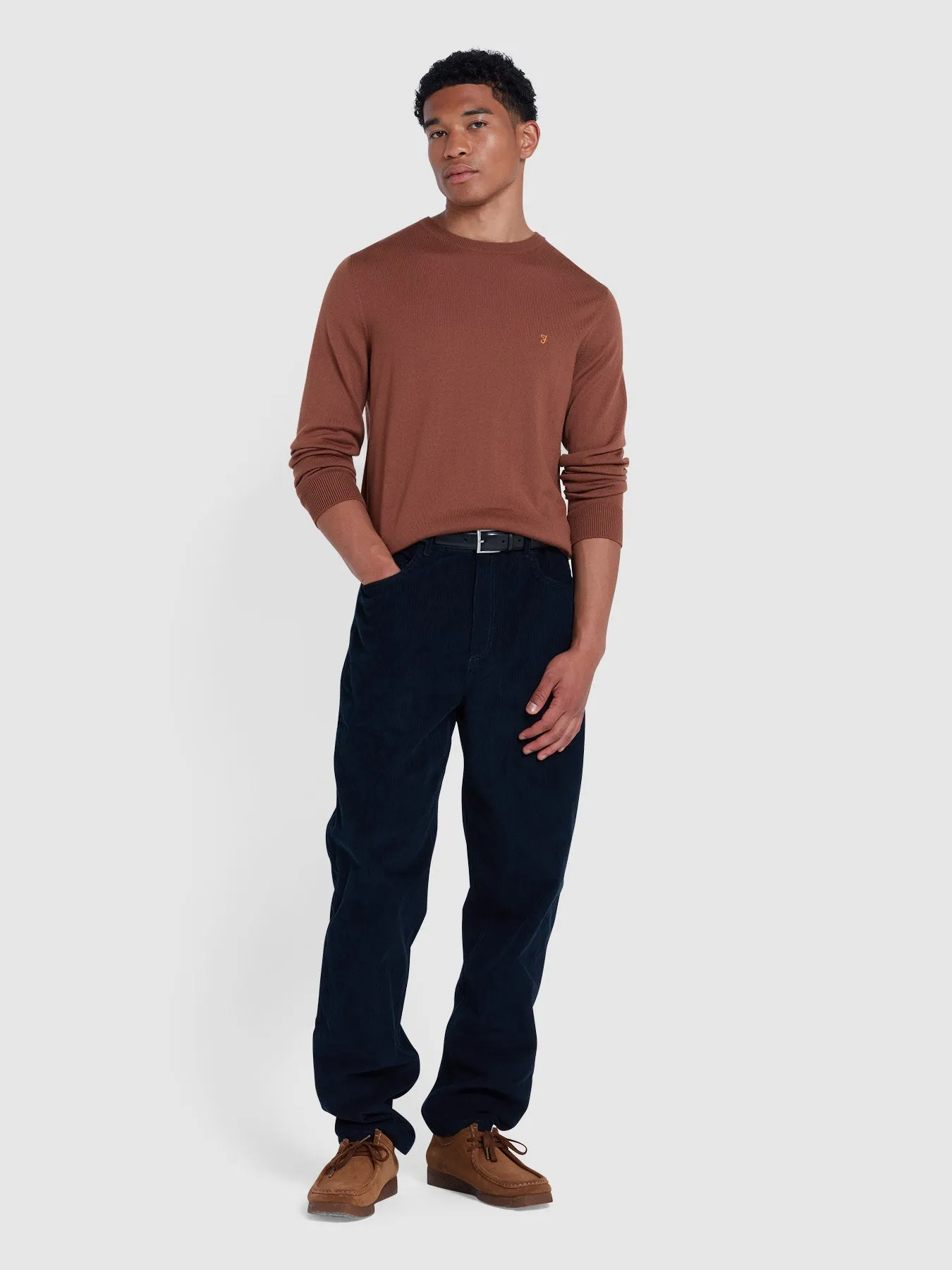 Mullen Merino Wool Crew Neck Sweater In Teak sold by Farah product image thumbnail 2
