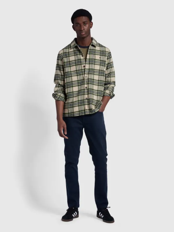 Elm Regular Slim Fit Heavy Twill Trousers In True Navy sold by Farah