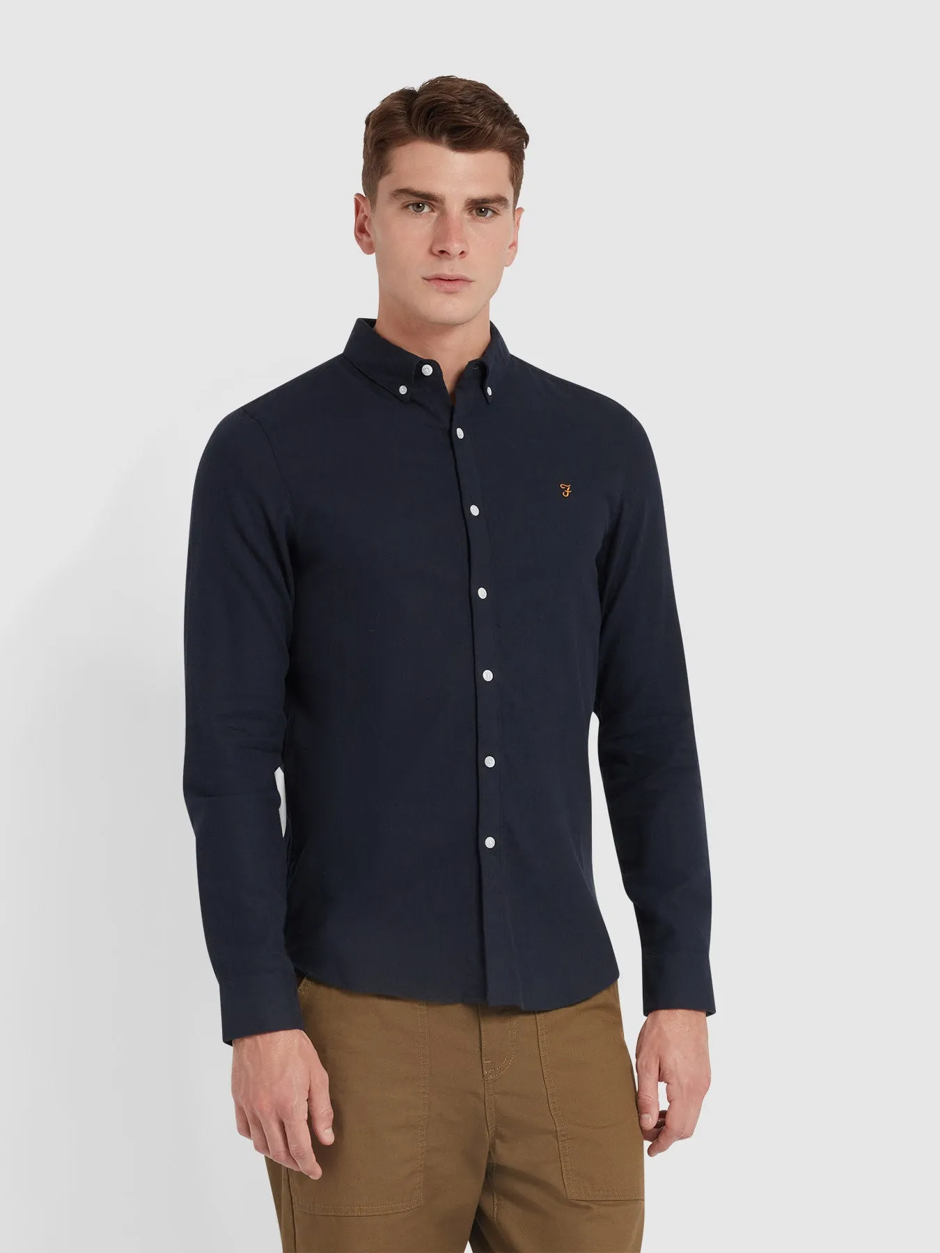Alban Slim Fit Shirt In True Navy sold by Farah