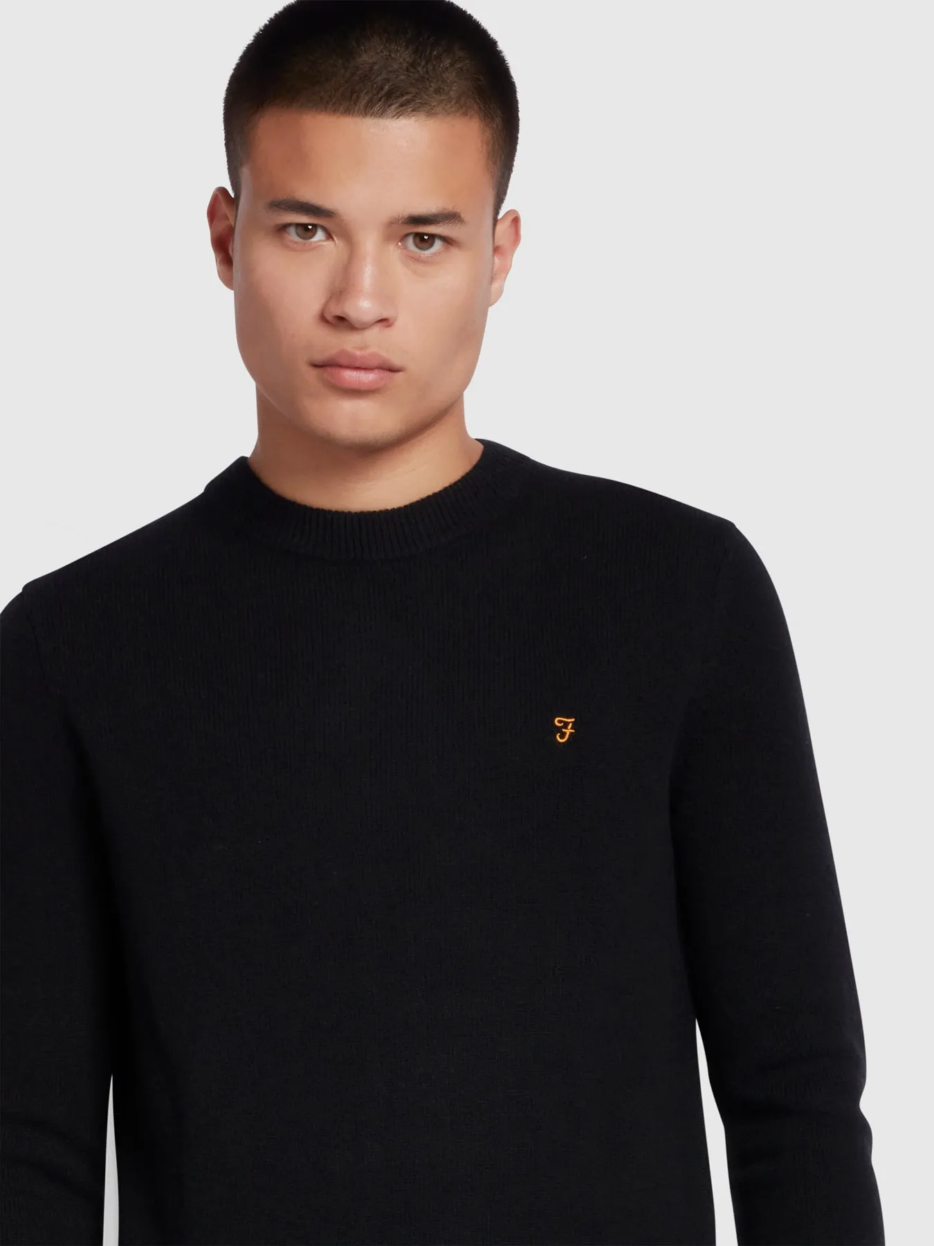 Birchall Crew Neck Lambswool Sweater In Black sold by Farah product image thumbnail 3