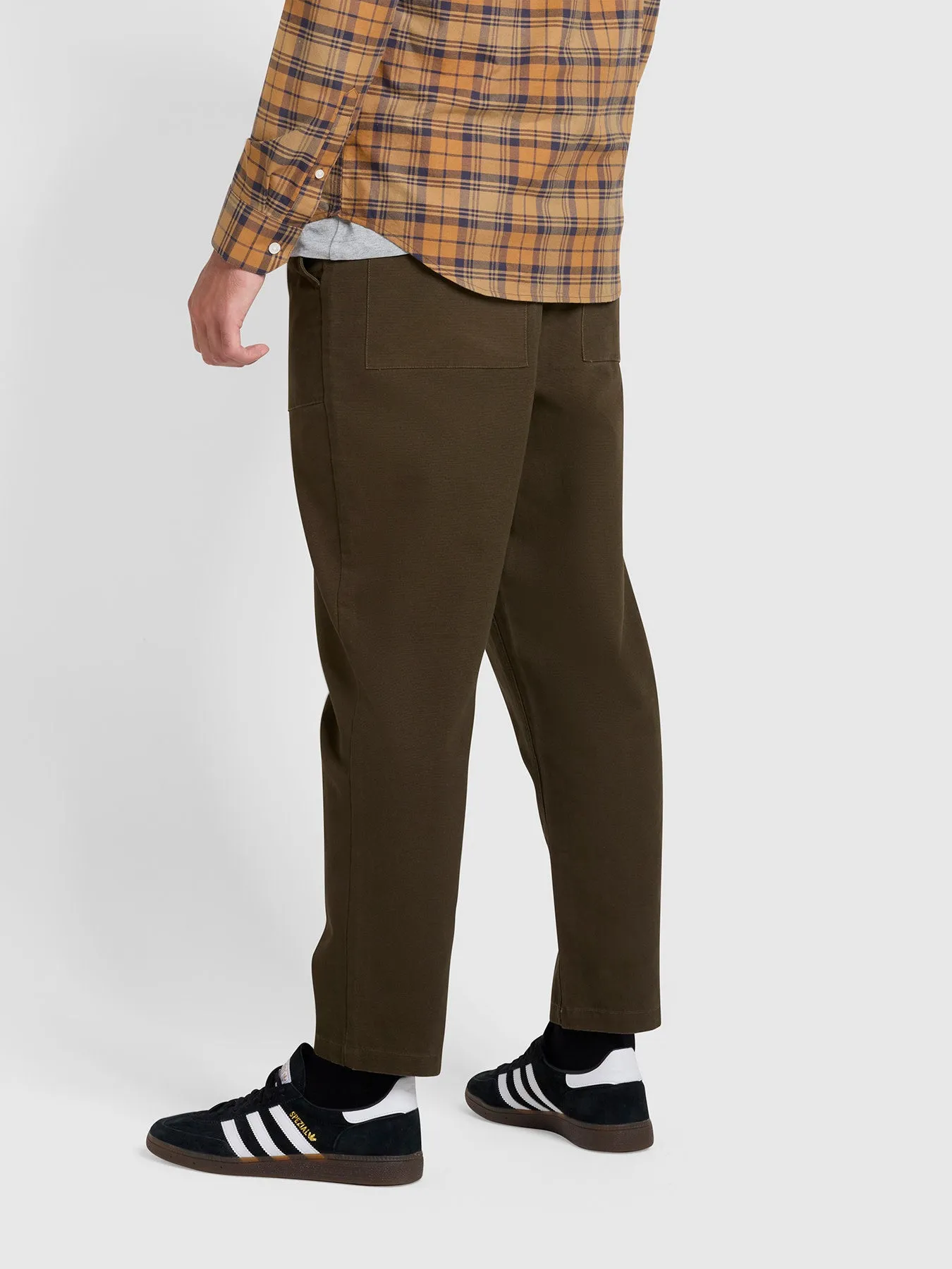 Hawtin Relaxed Tapered Fit Canvas Trousers In Olive Green sold by Farah product image thumbnail 3
