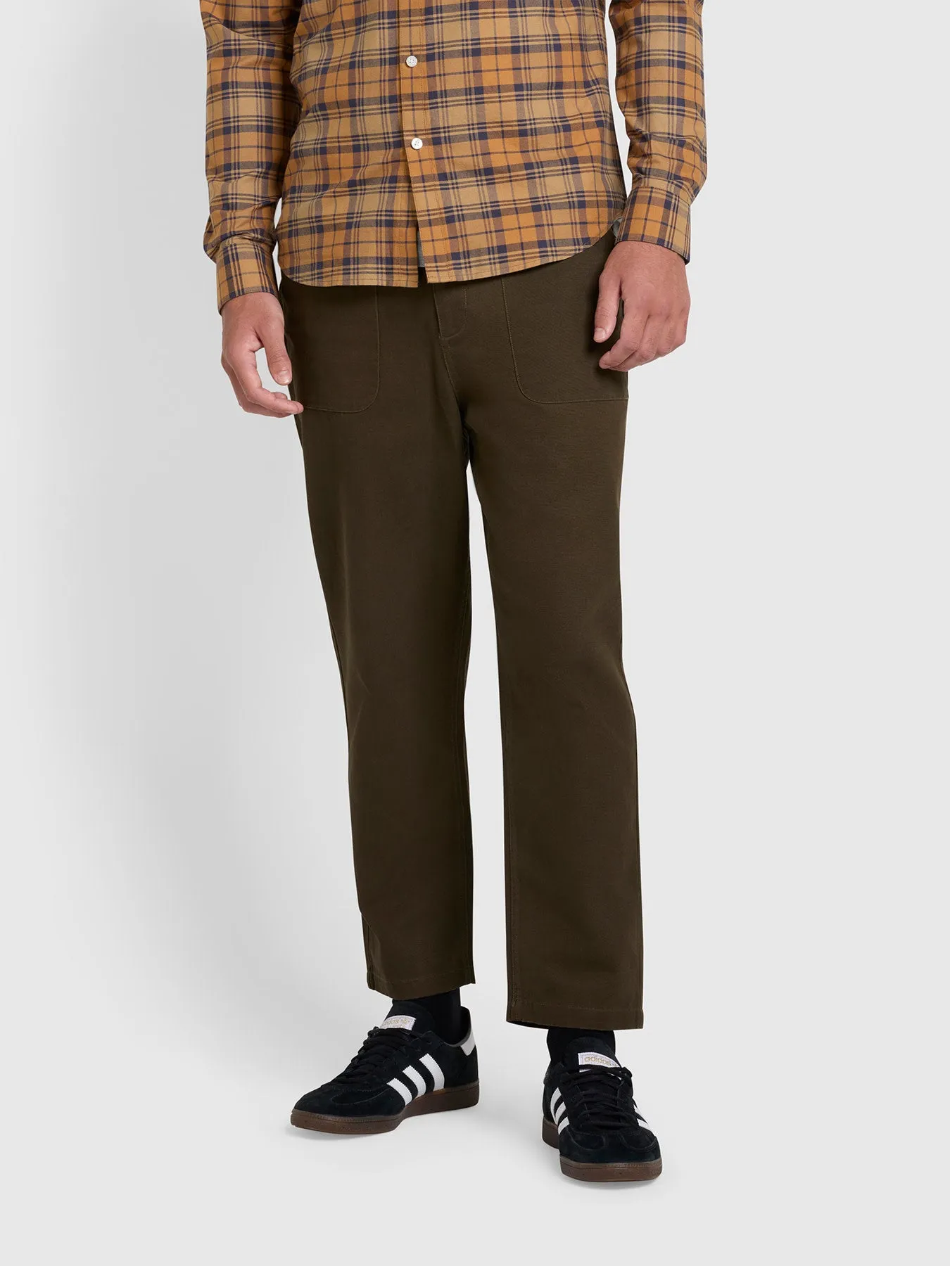 Hawtin Relaxed Tapered Fit Canvas Trousers In Olive Green sold by Farah product image thumbnail 2