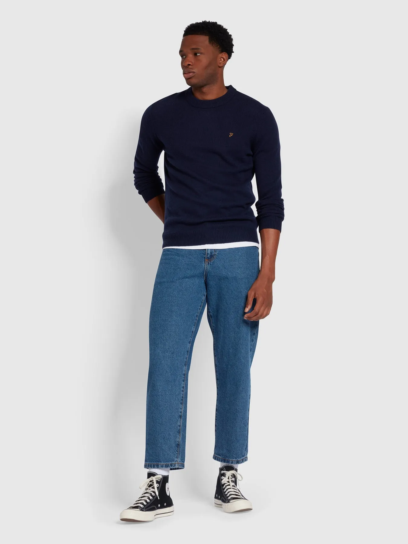 Birchall Crew Neck Lambswool Sweater In True Navy sold by Farah product image thumbnail 2