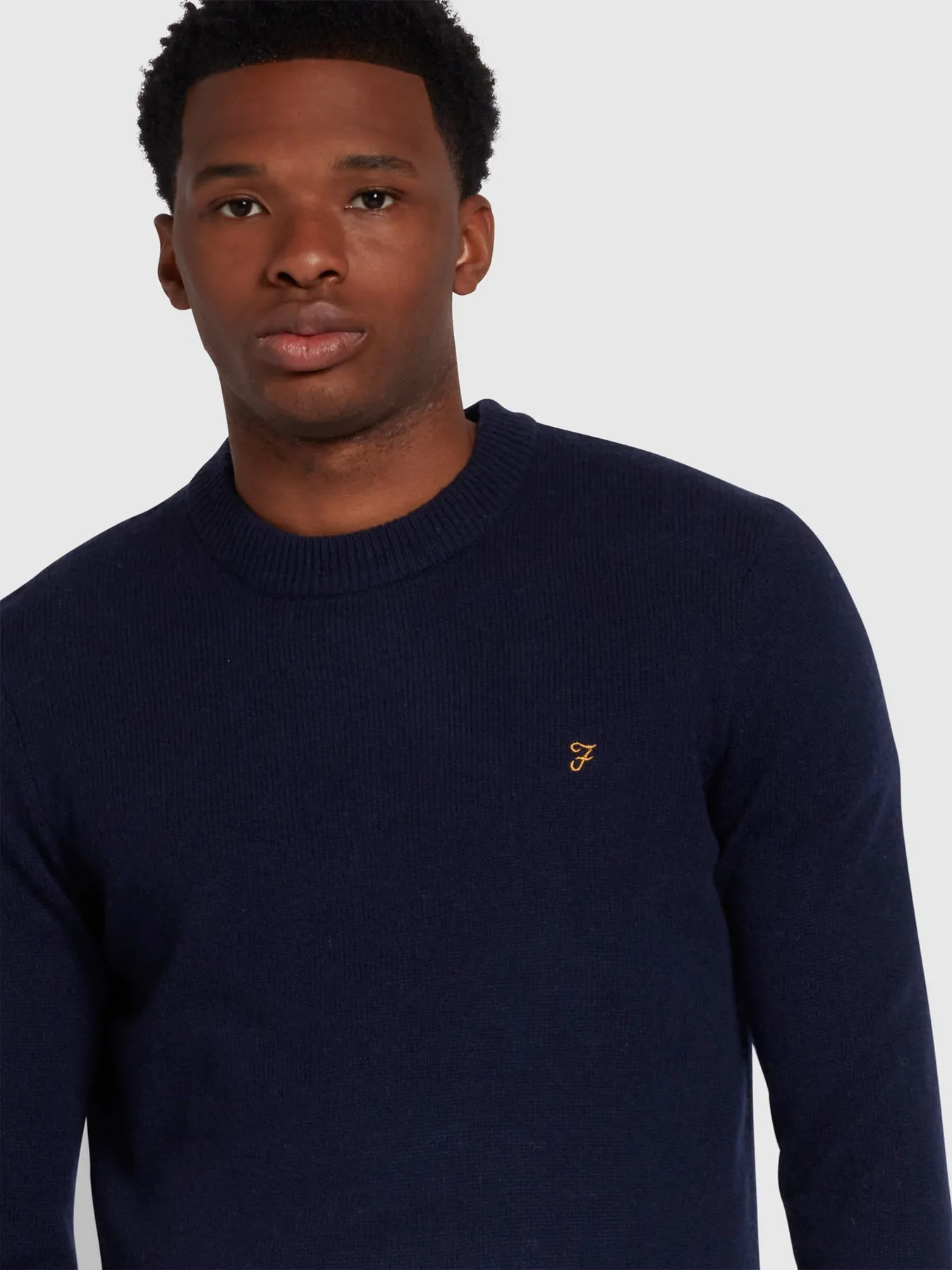 Birchall Crew Neck Lambswool Sweater In True Navy sold by Farah product image thumbnail 3