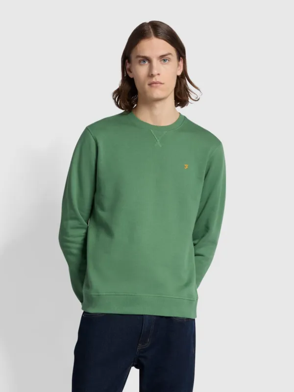 Tim Organic Cotton Crew Neck Sweatshirt In Wreath Green sold by Farah