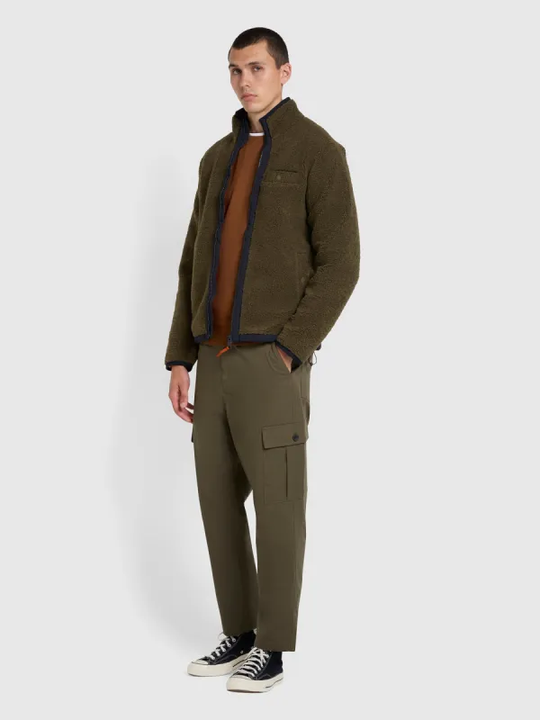 Hawtin Relaxed Tapered Fit Cargo Trousers In Olive Green sold by Farah