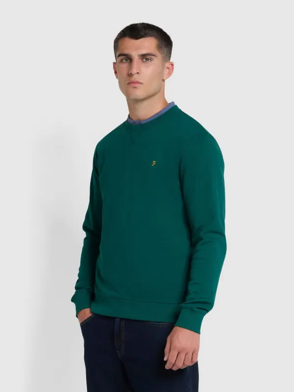 Tim Organic Cotton Crew Neck Sweatshirt In Botanic Green sold by Farah