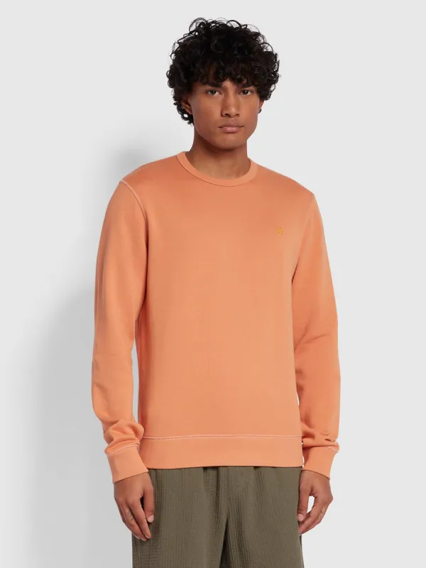 Tim Slim Fit Crew Neck Sweatshirt In Mandarin sold by Farah