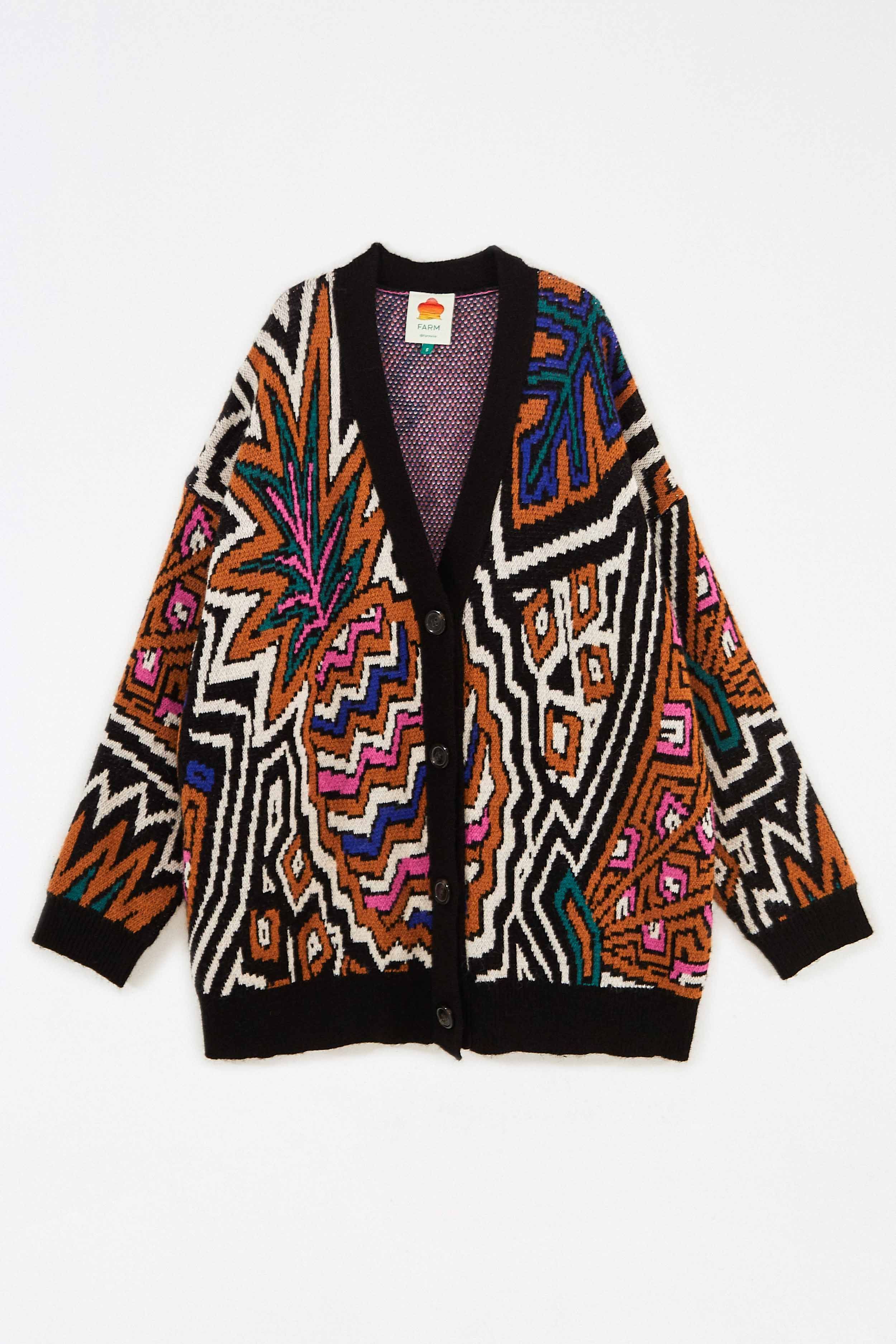 CARAMEL TROPICAL STRIPES CARDIGAN sold by FARM Rio product image thumbnail 6