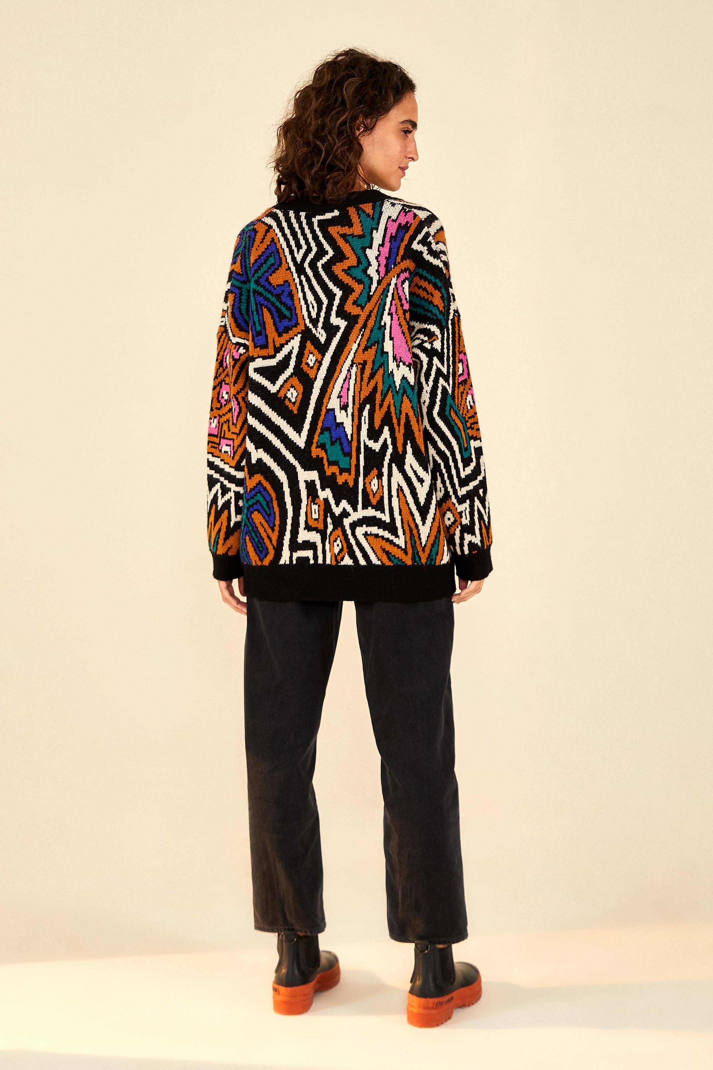 CARAMEL TROPICAL STRIPES CARDIGAN sold by FARM Rio product image thumbnail 2