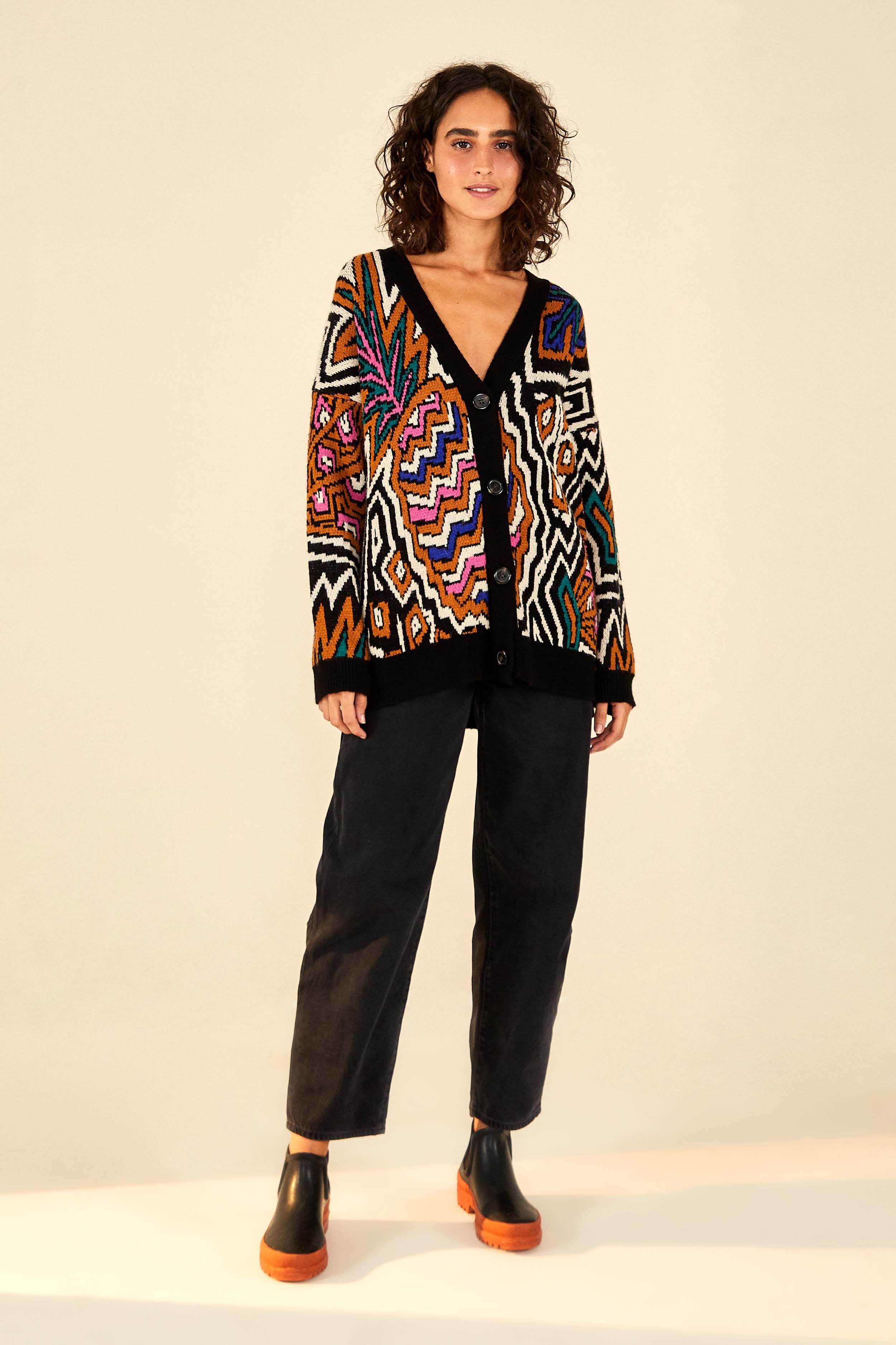 CARAMEL TROPICAL STRIPES CARDIGAN sold by FARM Rio product image thumbnail 4