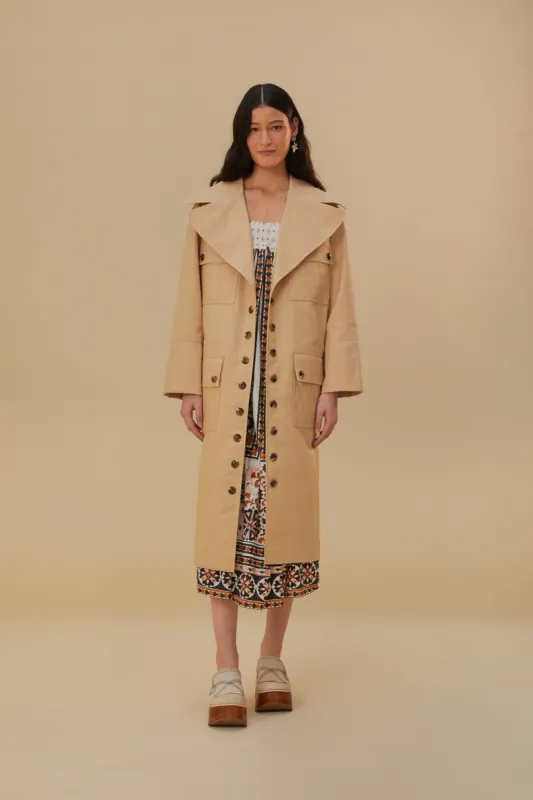 Pockets Over Nude Trench Coat sold by FARM Rio